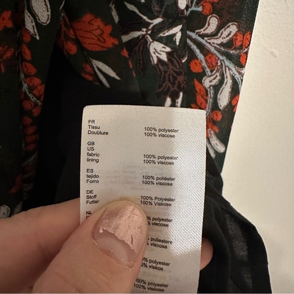 Maje Revia Crepe Midi Dress Green/Floral Print Sz Small - Picture 8 of 12